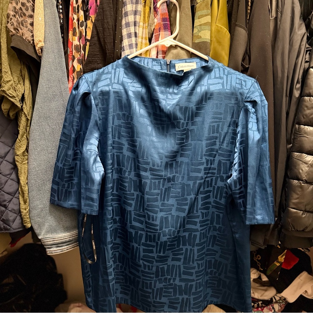 Calvin Klein Blue Patterned Women's Top